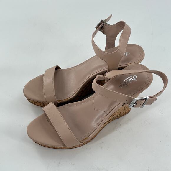 Charles David Lindy Wedge Sandals 12 NWOT Tan Cork Heels Coastal Resort Beach - Picture 9 of 9